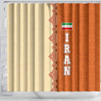 Iran Heritage Shower Curtain with Traditional Pattern and Royal Emblem Design