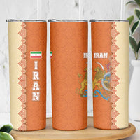 Iran Heritage Skinny Tumbler with Traditional Pattern and Royal Emblem Design