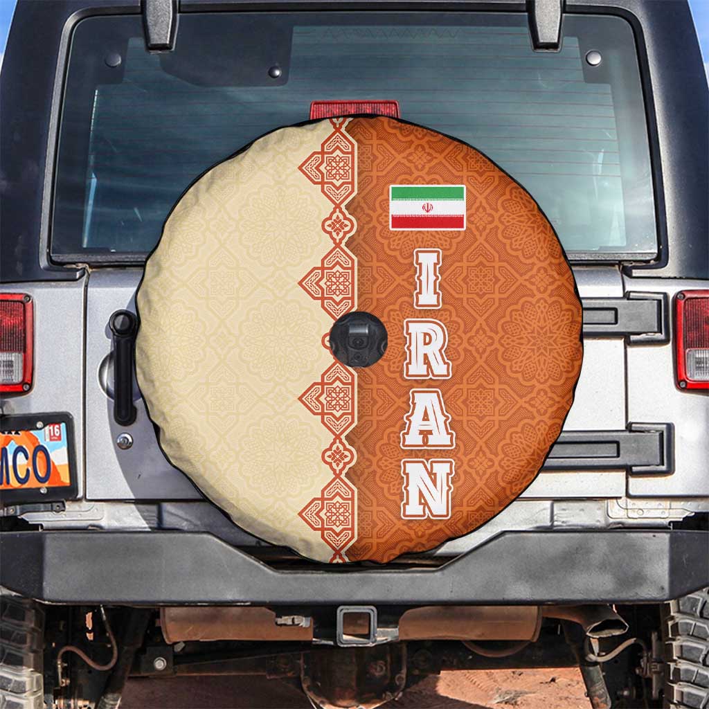 Iran Heritage Spare Tire Cover with Traditional Pattern and Royal Emblem Design