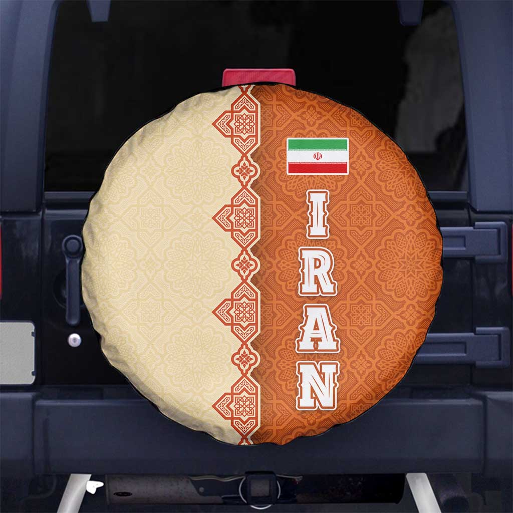 Iran Heritage Spare Tire Cover with Traditional Pattern and Royal Emblem Design