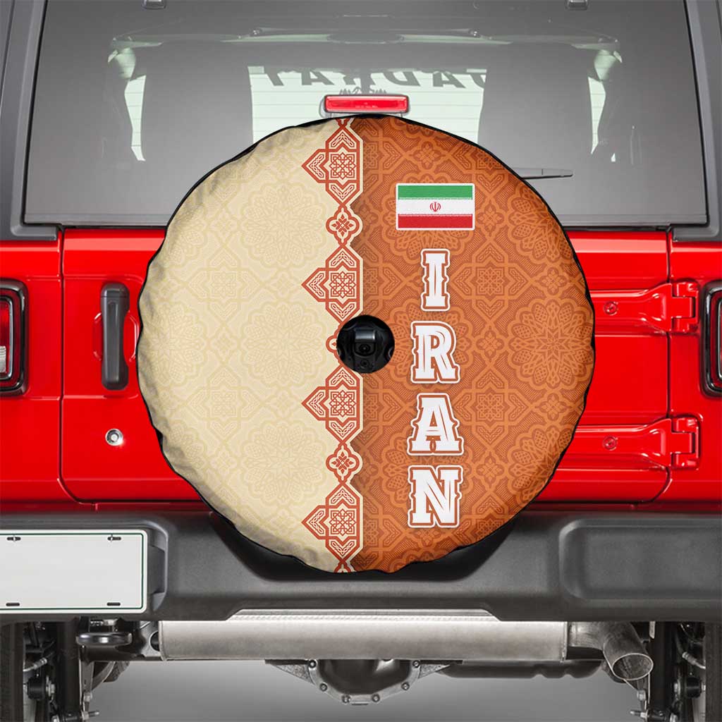 Iran Heritage Spare Tire Cover with Traditional Pattern and Royal Emblem Design