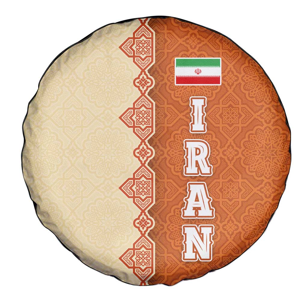 Iran Heritage Spare Tire Cover with Traditional Pattern and Royal Emblem Design