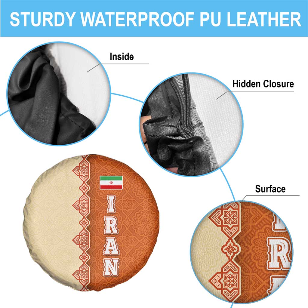 Iran Heritage Spare Tire Cover with Traditional Pattern and Royal Emblem Design