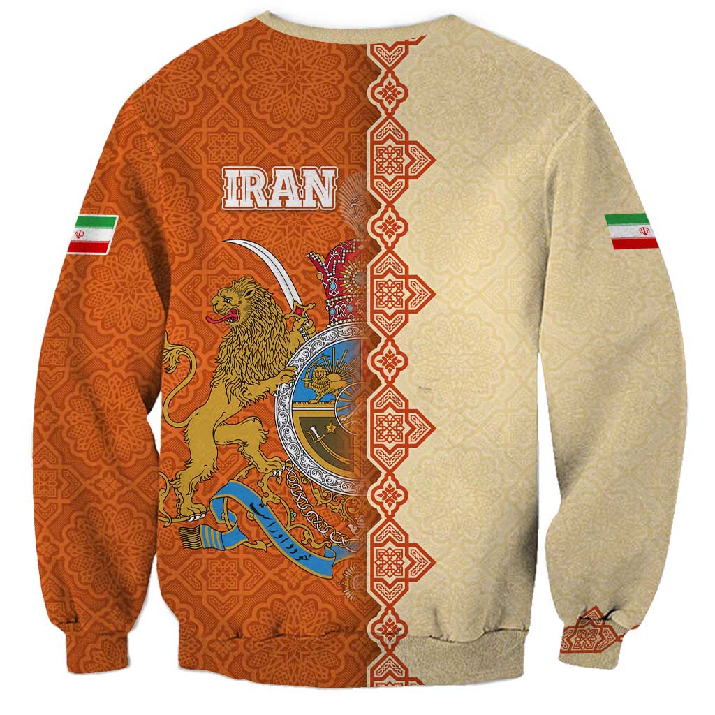 Iran Heritage Sweatshirt with Traditional Pattern and Royal Emblem Design