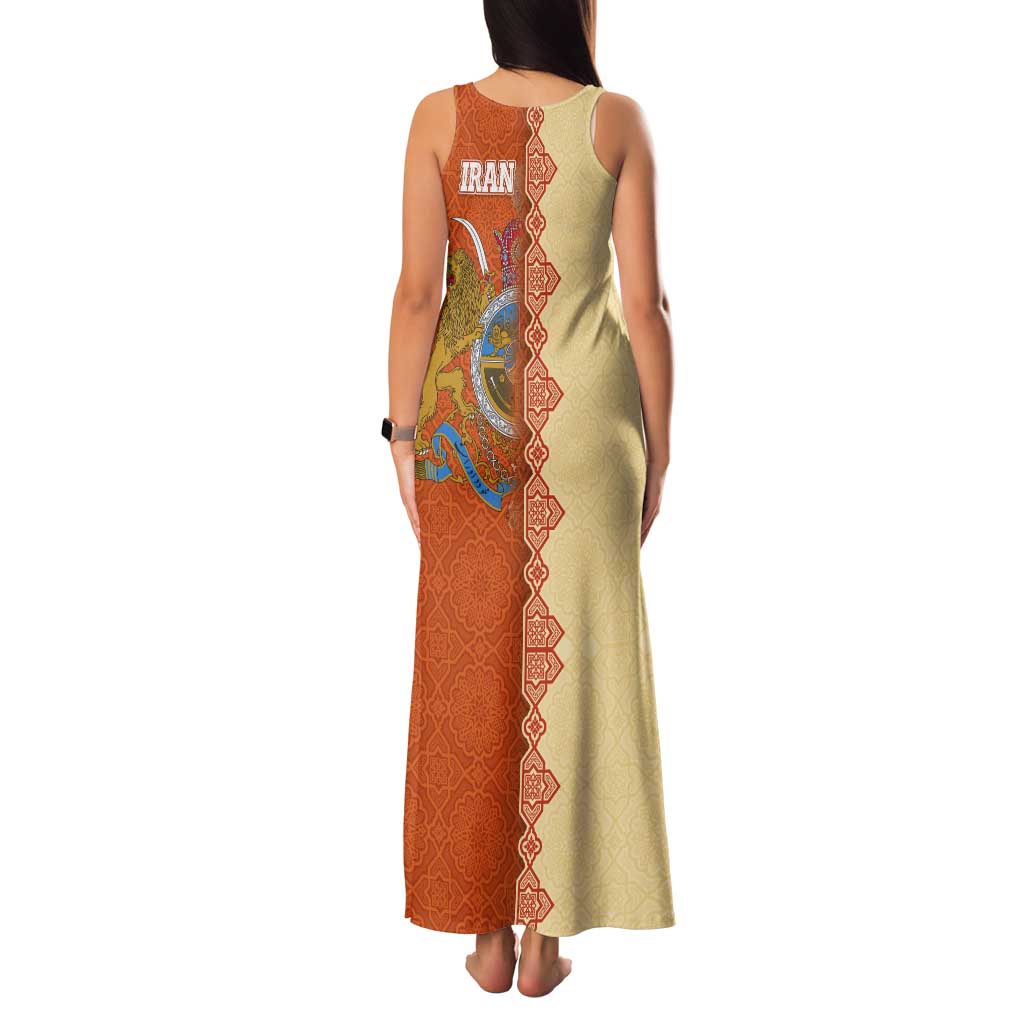 Iran Heritage Tank Maxi Dress with Traditional Pattern and Royal Emblem Design