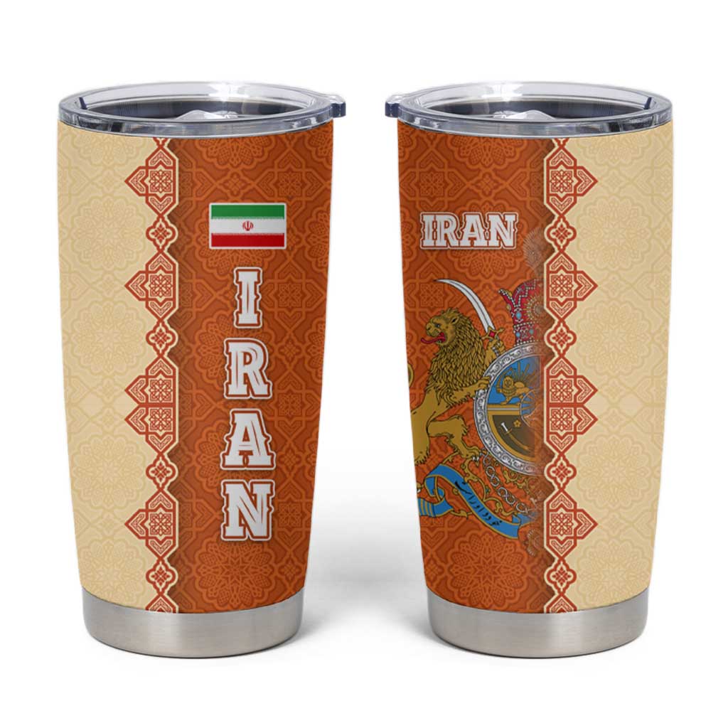 Iran Heritage Tumbler Cup with Traditional Pattern and Royal Emblem Design