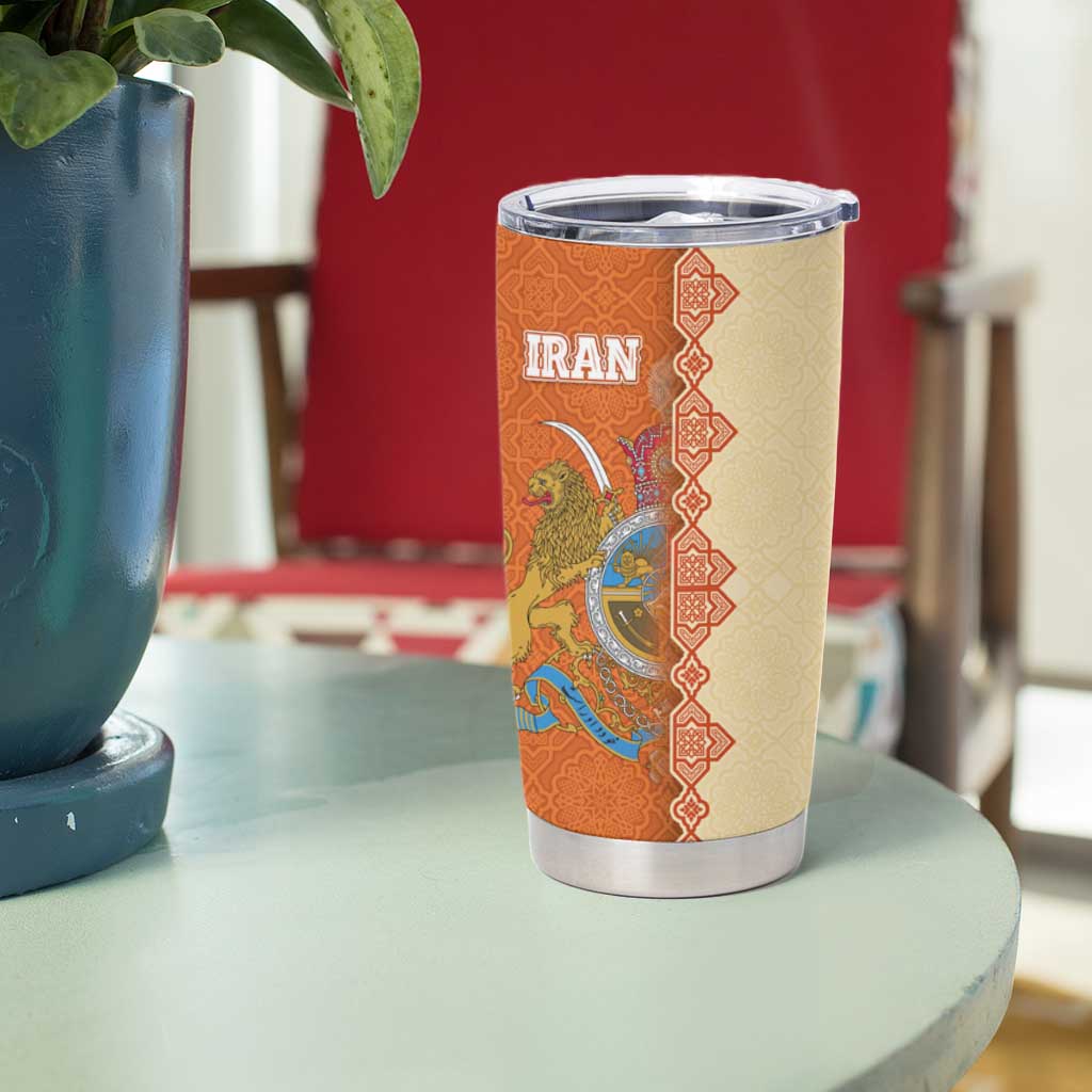 Iran Heritage Tumbler Cup with Traditional Pattern and Royal Emblem Design