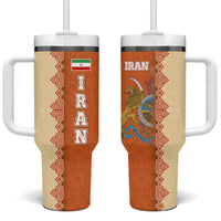 Iran Heritage Tumbler With Handle with Traditional Pattern and Royal Emblem Design