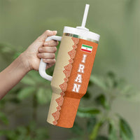 Iran Heritage Tumbler With Handle with Traditional Pattern and Royal Emblem Design