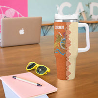 Iran Heritage Tumbler With Handle with Traditional Pattern and Royal Emblem Design