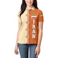 Iran Heritage Women Polo Shirt with Traditional Pattern and Royal Emblem Design