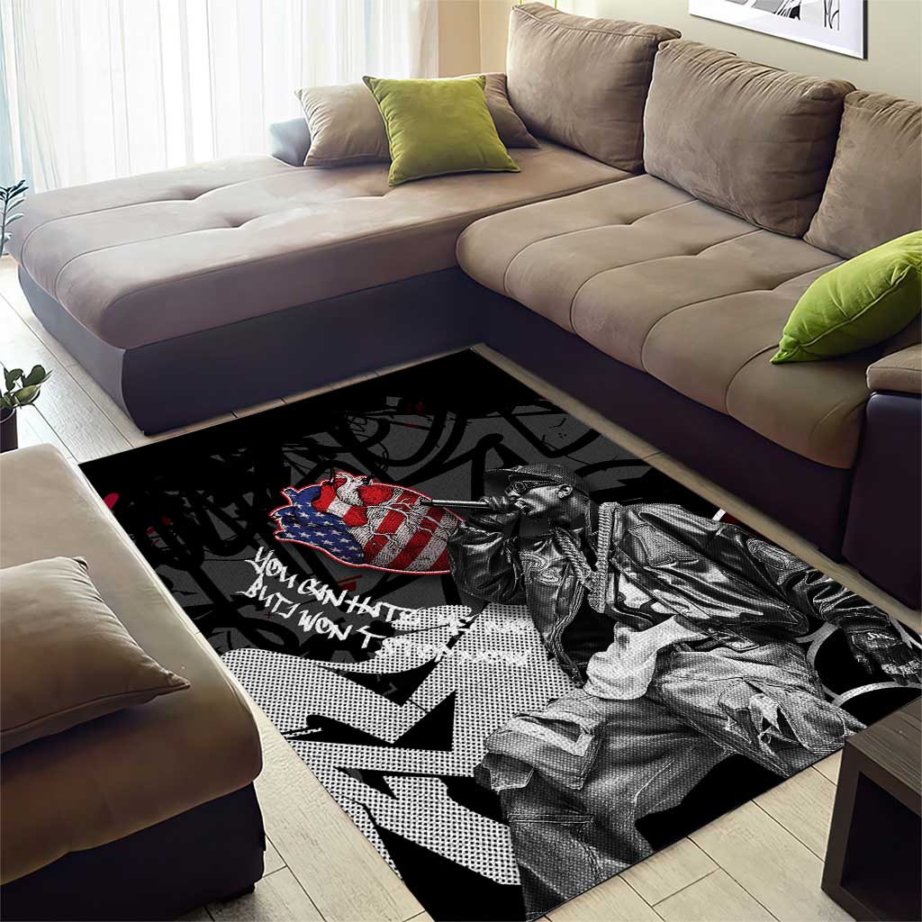 Hip Hop Graffiti Area Rug with Rapper Portrait and American Flag Street Art - Wonder Print Shop