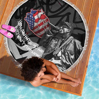 Hip Hop Graffiti Beach Blanket with Rapper Portrait and American Flag Street Art - Wonder Print Shop