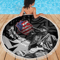 Hip Hop Graffiti Beach Blanket with Rapper Portrait and American Flag Street Art - Wonder Print Shop