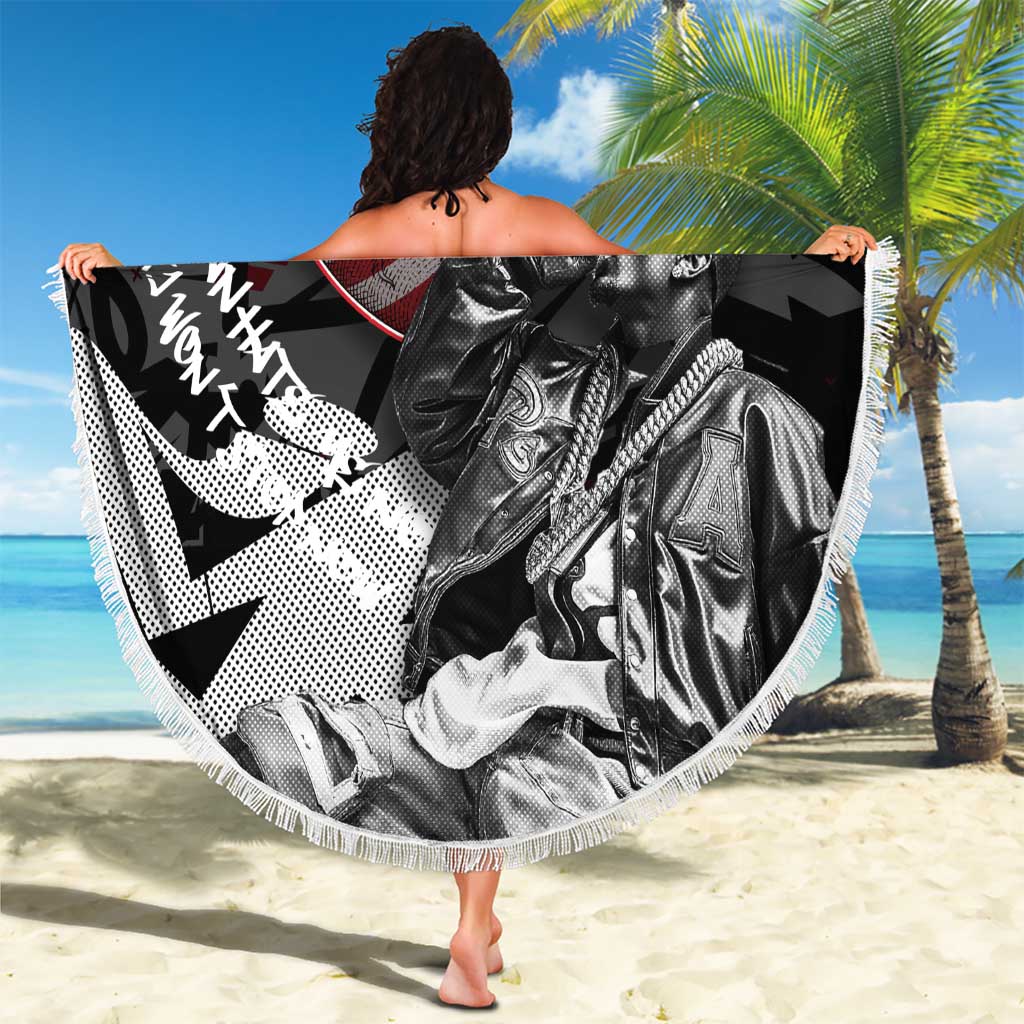 Hip Hop Graffiti Beach Blanket with Rapper Portrait and American Flag Street Art - Wonder Print Shop