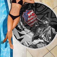 Hip Hop Graffiti Beach Blanket with Rapper Portrait and American Flag Street Art - Wonder Print Shop