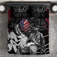 Hip Hop Graffiti Bedding Set with Rapper Portrait and American Flag Street Art - Wonder Print Shop