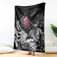 Hip Hop Graffiti Blanket with Rapper Portrait and American Flag Street Art - Wonder Print Shop