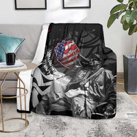 Hip Hop Graffiti Blanket with Rapper Portrait and American Flag Street Art - Wonder Print Shop