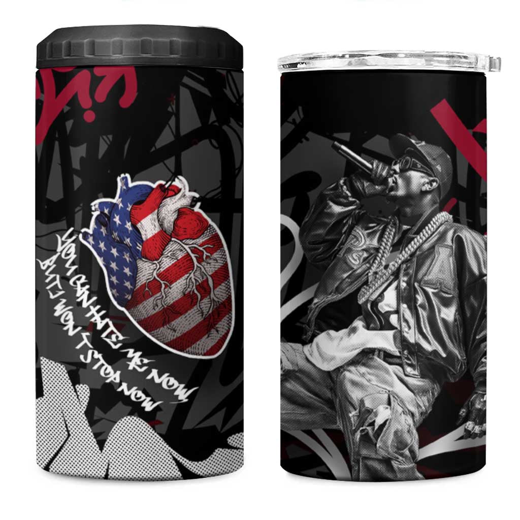 Hip Hop Graffiti 4 in 1 Can Cooler Tumbler with Rapper Portrait and American Flag Street Art - Wonder Print Shop