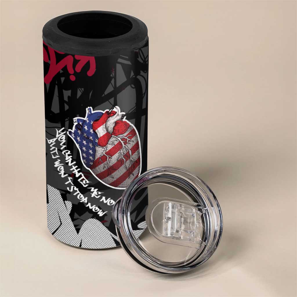 Hip Hop Graffiti 4 in 1 Can Cooler Tumbler with Rapper Portrait and American Flag Street Art - Wonder Print Shop