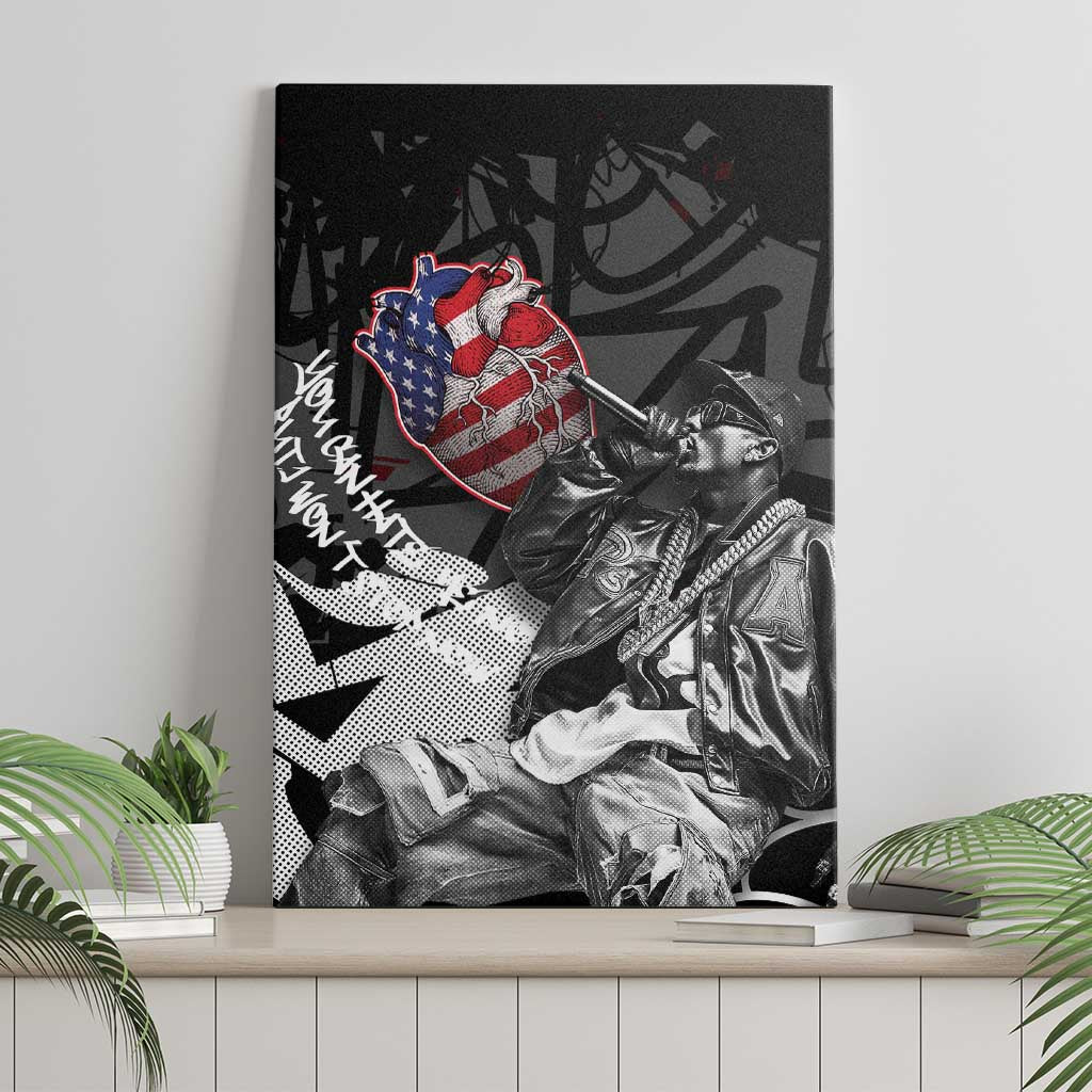 Hip Hop Graffiti Canvas Wall Art with Rapper Portrait and American Flag Street Art - Wonder Print Shop