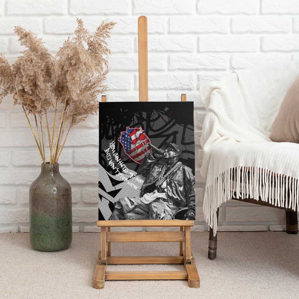 Hip Hop Graffiti Canvas Wall Art with Rapper Portrait and American Flag Street Art - Wonder Print Shop