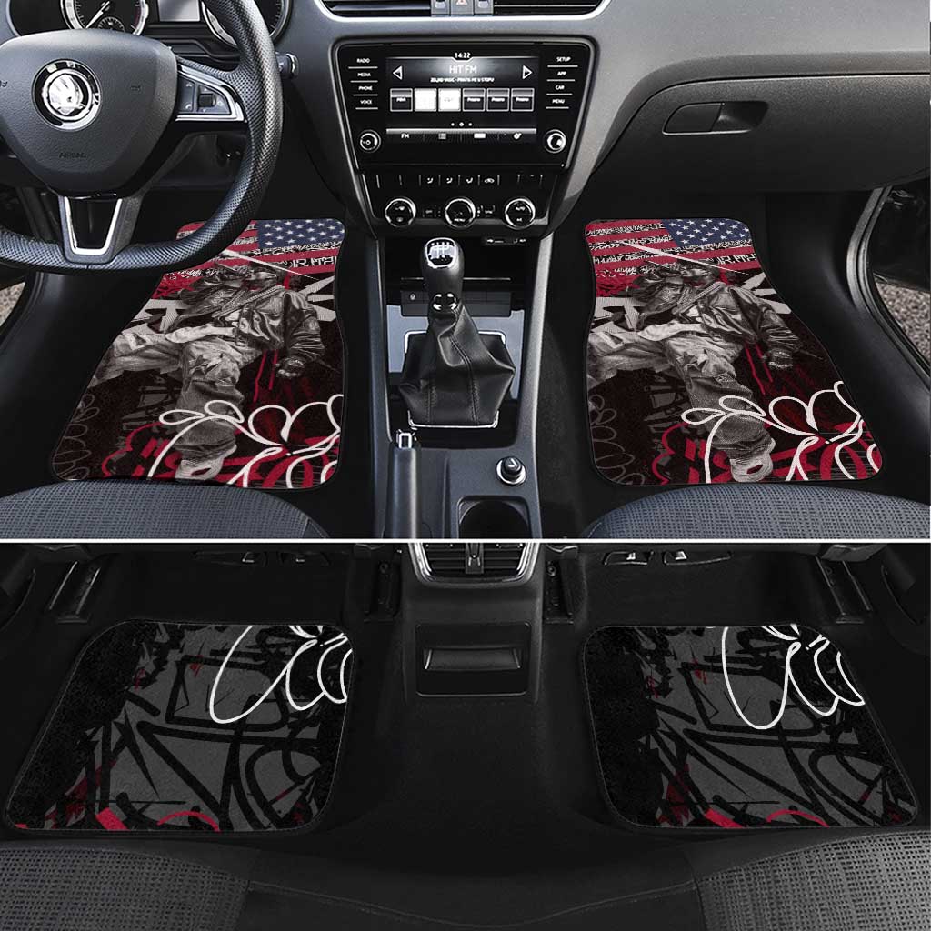 Hip Hop Graffiti Car Mats with Rapper Portrait and American Flag Street Art - Wonder Print Shop