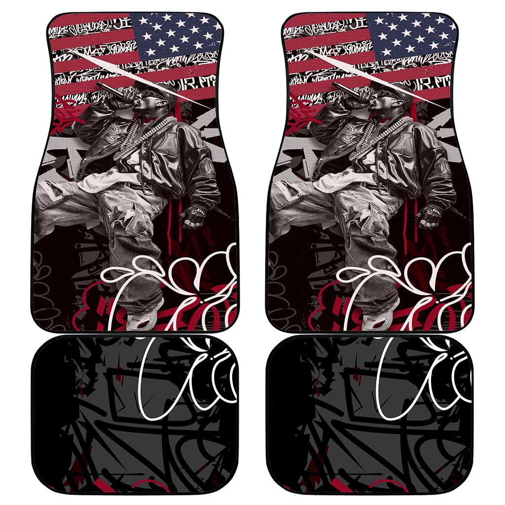Hip Hop Graffiti Car Mats with Rapper Portrait and American Flag Street Art - Wonder Print Shop