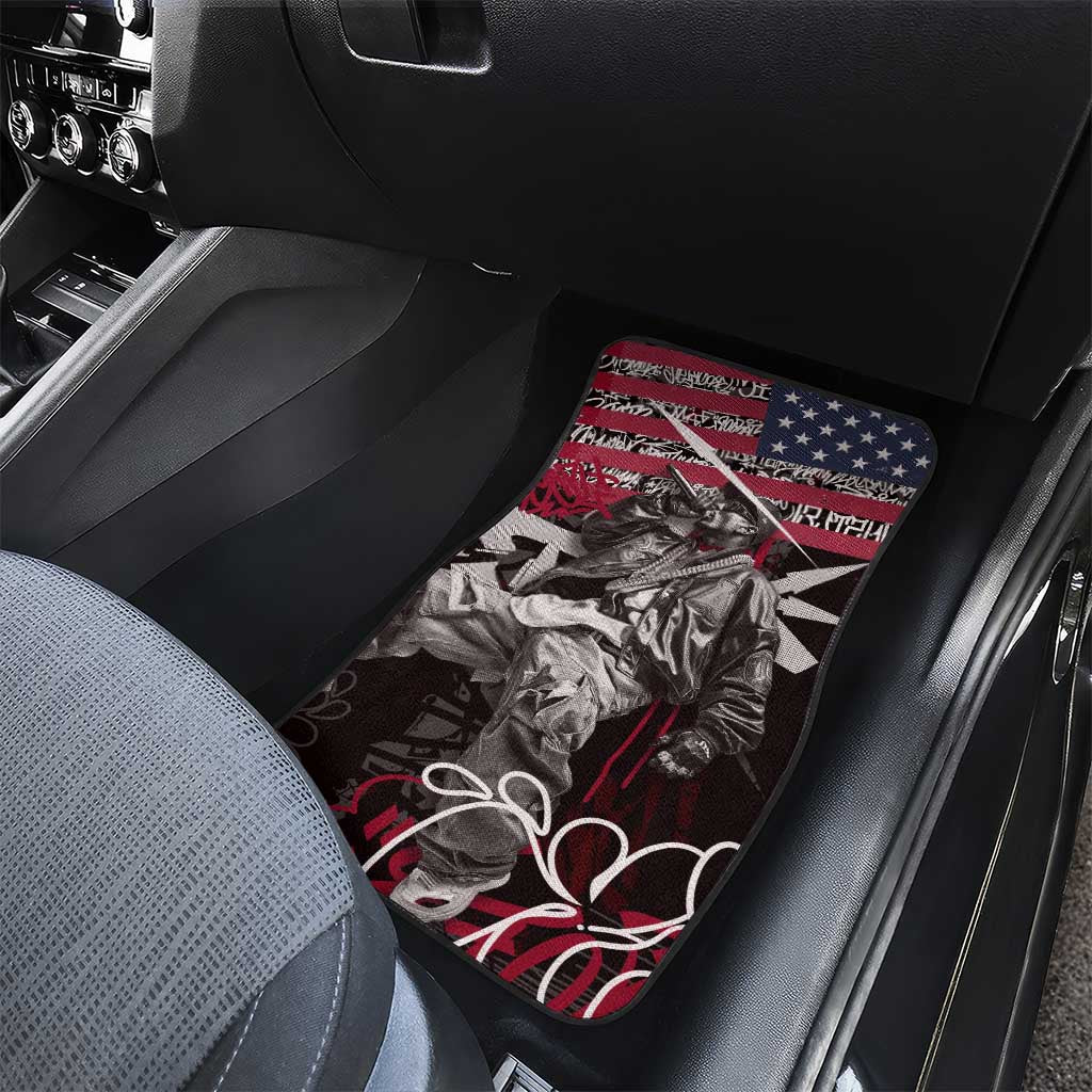 Hip Hop Graffiti Car Mats with Rapper Portrait and American Flag Street Art - Wonder Print Shop