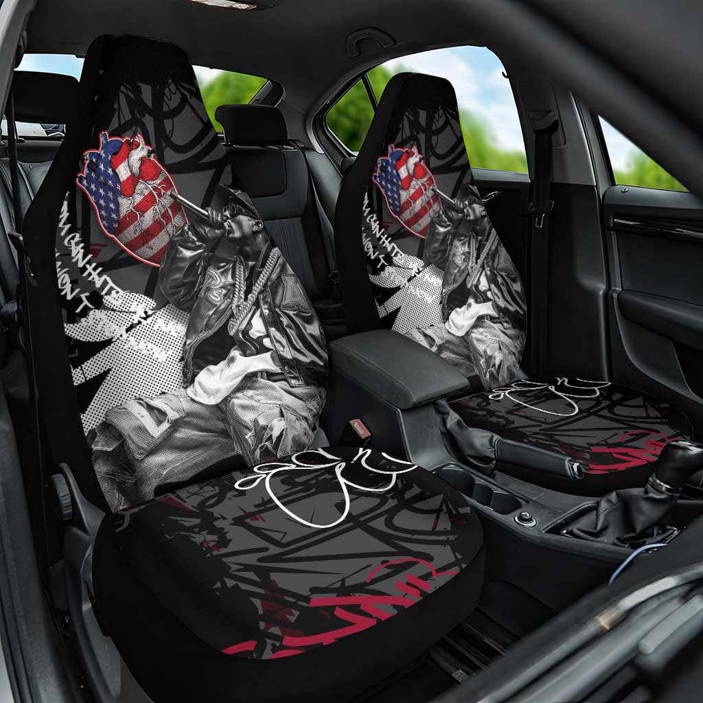 Hip Hop Graffiti Car Seat Cover with Rapper Portrait and American Flag Street Art - Wonder Print Shop