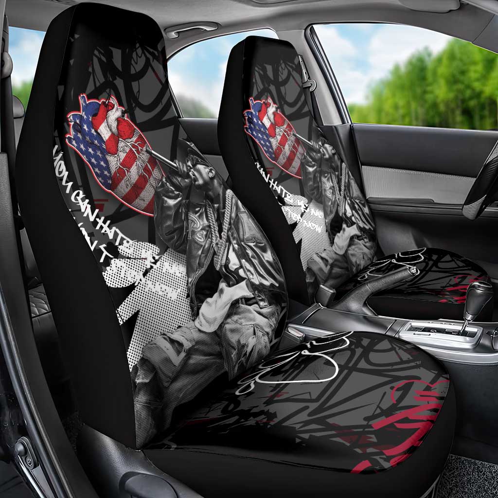 Hip Hop Graffiti Car Seat Cover with Rapper Portrait and American Flag Street Art - Wonder Print Shop