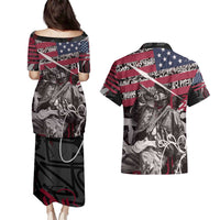 Hip Hop Graffiti Couples Matching Puletasi and Hawaiian Shirt with Rapper Portrait and American Flag Street Art - Wonder Print Shop