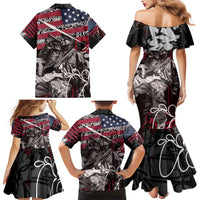 Hip Hop Graffiti Family Matching Mermaid Dress and Hawaiian Shirt with Rapper Portrait and American Flag Street Art - Wonder Print Shop