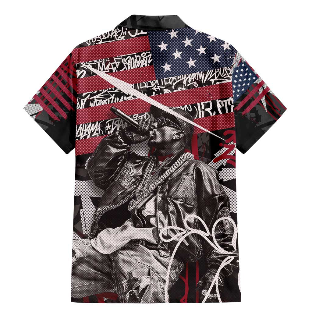 Hip Hop Graffiti Family Matching Mermaid Dress and Hawaiian Shirt with Rapper Portrait and American Flag Street Art - Wonder Print Shop