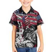 Hip Hop Graffiti Family Matching Off The Shoulder Long Sleeve Dress and Hawaiian Shirt with Rapper Portrait and American Flag Street Art - Wonder Print Shop