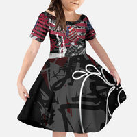 Hip Hop Graffiti Family Matching Off Shoulder Maxi Dress and Hawaiian Shirt with Rapper Portrait and American Flag Street Art - Wonder Print Shop