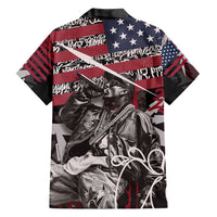Hip Hop Graffiti Family Matching Off Shoulder Short Dress and Hawaiian Shirt with Rapper Portrait and American Flag Street Art - Wonder Print Shop