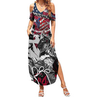 Hip Hop Graffiti Family Matching Summer Maxi Dress and Hawaiian Shirt with Rapper Portrait and American Flag Street Art - Wonder Print Shop