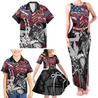 Hip Hop Graffiti Family Matching Tank Maxi Dress and Hawaiian Shirt with Rapper Portrait and American Flag Street Art - Wonder Print Shop