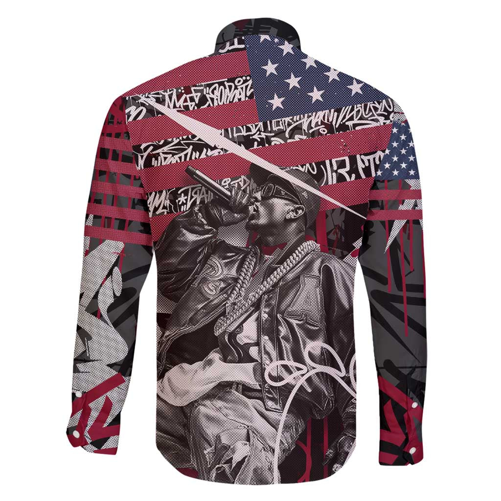 Hip Hop Graffiti Family Matching Tank Maxi Dress and Hawaiian Shirt with Rapper Portrait and American Flag Street Art - Wonder Print Shop