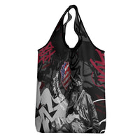 Hip Hop Graffiti Grocery Bag with Rapper Portrait and American Flag Street Art - Wonder Print Shop