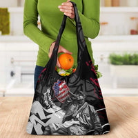 Hip Hop Graffiti Grocery Bag with Rapper Portrait and American Flag Street Art - Wonder Print Shop