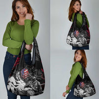 Hip Hop Graffiti Grocery Bag with Rapper Portrait and American Flag Street Art - Wonder Print Shop