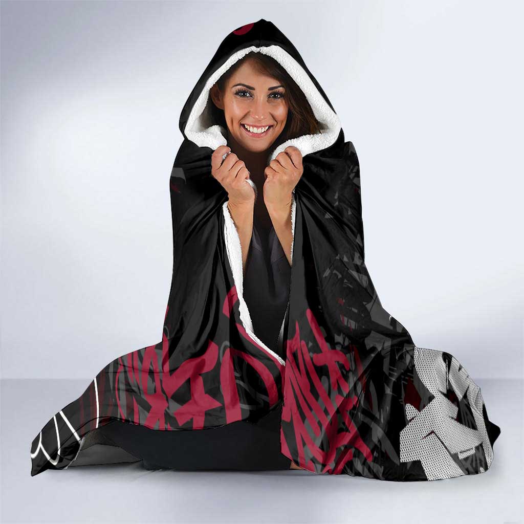 Hip Hop Graffiti Hooded Blanket with Rapper Portrait and American Flag Street Art - Wonder Print Shop