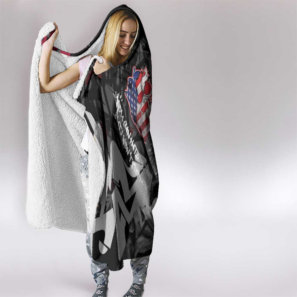 Hip Hop Graffiti Hooded Blanket with Rapper Portrait and American Flag Street Art - Wonder Print Shop