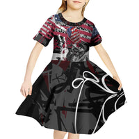 Hip Hop Graffiti Kid Short Sleeve Dress with Rapper Portrait and American Flag Street Art - Wonder Print Shop