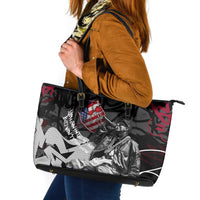 Hip Hop Graffiti Leather Tote Bag with Rapper Portrait and American Flag Street Art - Wonder Print Shop