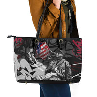 Hip Hop Graffiti Leather Tote Bag with Rapper Portrait and American Flag Street Art - Wonder Print Shop