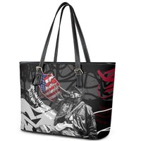 Hip Hop Graffiti Leather Tote Bag with Rapper Portrait and American Flag Street Art - Wonder Print Shop